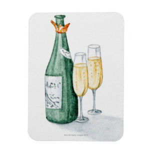 Magnet Flexible Bouteilles de champagne et deux verres