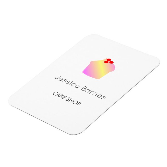 Magnet Flexible Boutique pâtisserie silhouette de cupcake blanc (Côté Gauche)