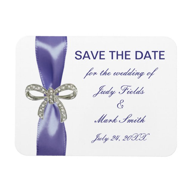 Magnet Flexible Bow Diamond Bleu Violet Enregistrer l'aimant Date (Horizontal)
