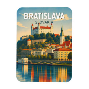 Magnet Flexible Bratislava Slovaquie Illustration Voyage Art Rétro