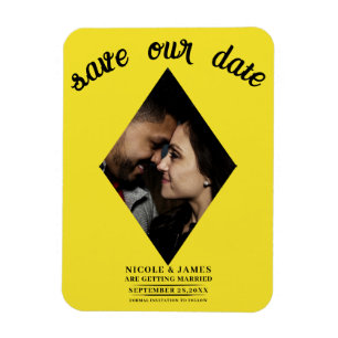 Magnet Flexible Bright Yellow Diamond Photo Wedding Enregistrer la