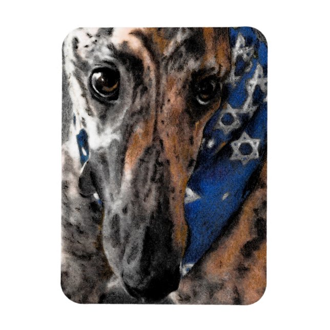 Magnet Flexible Brindle Greyhound dans sa Bandana de vacances (Vertical)