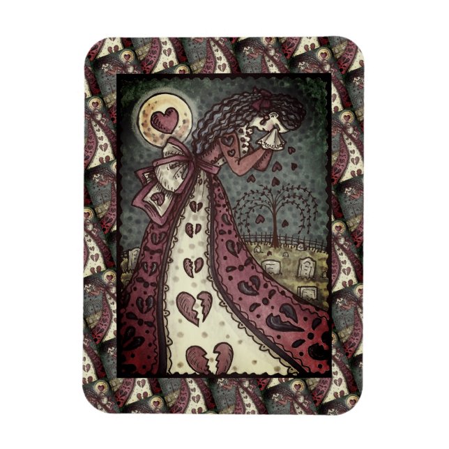 MAGNET FLEXIBLE BROKEN HEARDISE WEEPING VALENTINE, CEMETERY GOTH (Vertical)