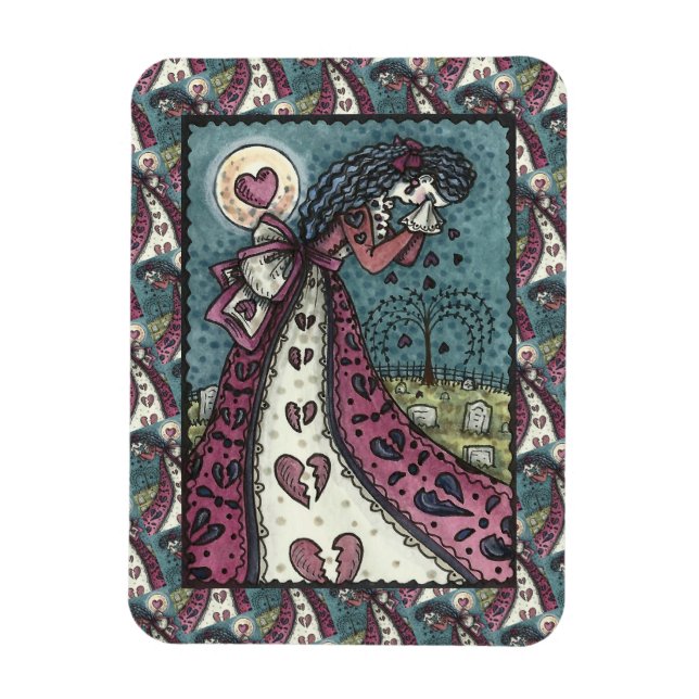 MAGNET FLEXIBLE BROKEN HEARDISE WEEPING VALENTINE, CEMETERY GOTH (Vertical)
