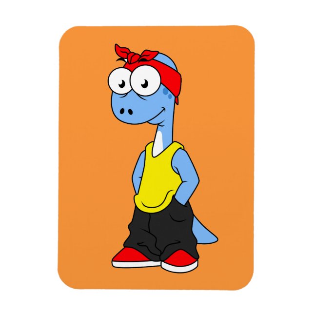 Magnet Flexible Brontosaurus Habillé De Vêtements Hip hop. (Vertical)