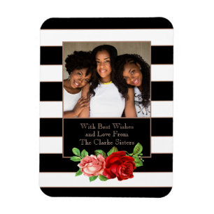 Magnet Flexible Bronze floral Grille noire et blanche - Photo pers