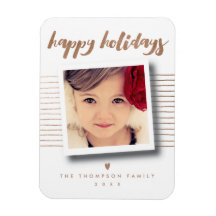 Bronze Happy Holidays Script Christmas Photo Card