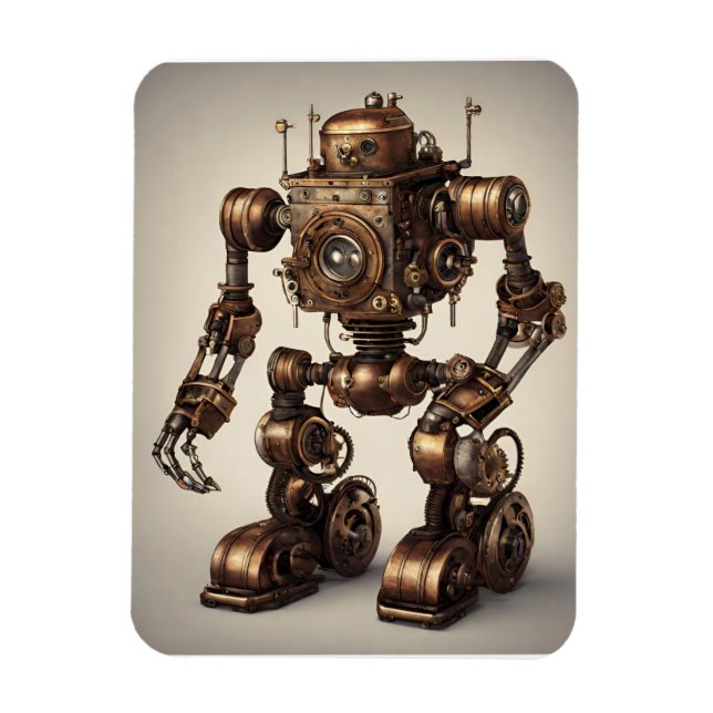 Magnet Flexible Bronze Steampunk Robot Sculpture (Vertical)