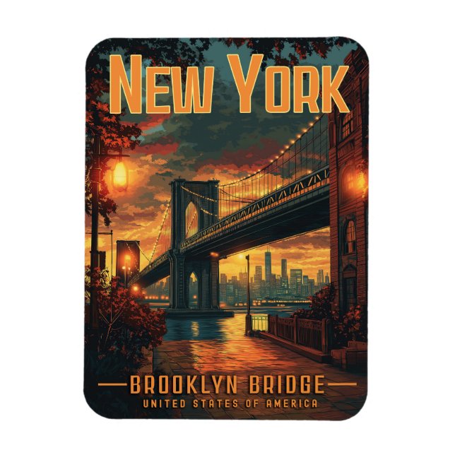 Magnet Flexible Brooklyn Bridge Sunrise - Un Voyage Étonnant (Vertical)