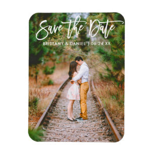Magnet Flexible Brosse moderne Script Couple Photo Enregistrer la 