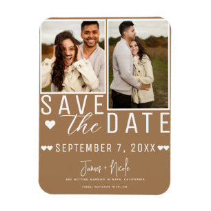 Magnet Flexible Brown moderne Enregistrer la date 2 Mariage photo