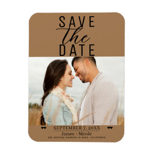 Magnet Flexible Brown moderne Enregistrer la date Photo Mariage