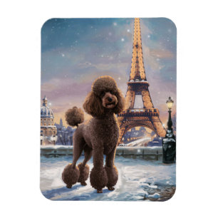 Magnet Flexible Brown Poodle Hiver à Paris Peinture Art Flexible