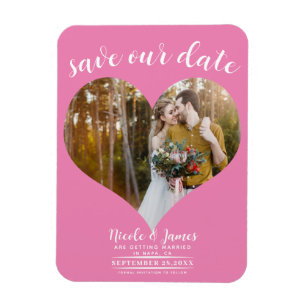 Magnet Flexible Bubblegum Rose Coeur Photo Mariage Save the Date