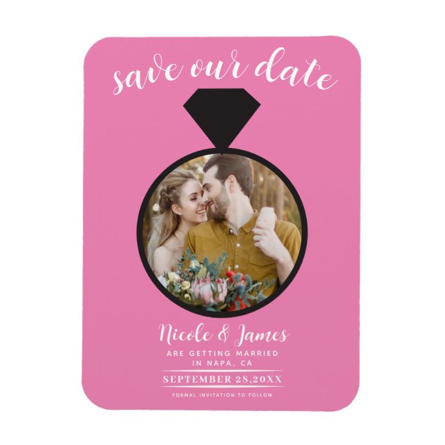 Magnet Flexible Bubblegum rose Mariage anneau photo Enregistrer la (Vertical)