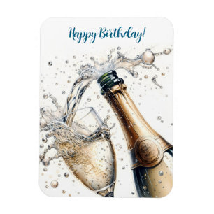 Magnet Flexible Bubbly champagne Joyeux anniversaire