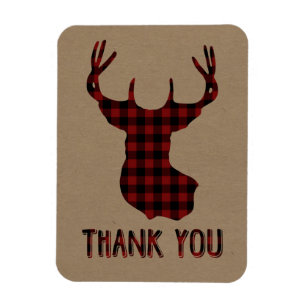 Magnet Flexible Buck Deer Head   Rustic Buffalo Plaid Merci