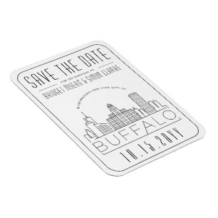 Magnet Flexible Buffalo NY Mariage Styliszed Skyline Enregistrer l
