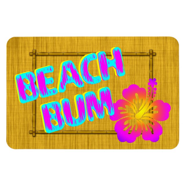 Magnet Flexible Bum De Plage Drôle Dire Aimant Fleur Rose (Horizontal)