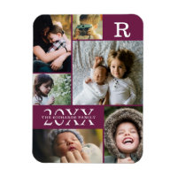 Burgundy moderne Couleur Bloc Famille 6 Photo Coll