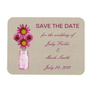 Magnet Flexible Burlap Rustic Rose Mason Jar Enregistrer l'aimant