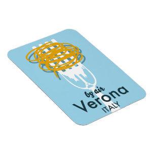 Magnet Flexible By Air Verona Italy retro travel poster.