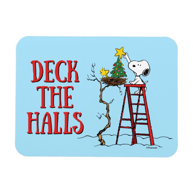 Magnet Flexible cacahuètes | Snoopy & Woodstock Arbre de Noël (Horizontal)