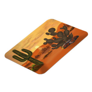 Magnet Flexible Cactus dans le desert, couleurs automne chaudes.