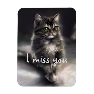 Magnet Flexible Cadeau Amoureux des chats Gris chat Vous me manque