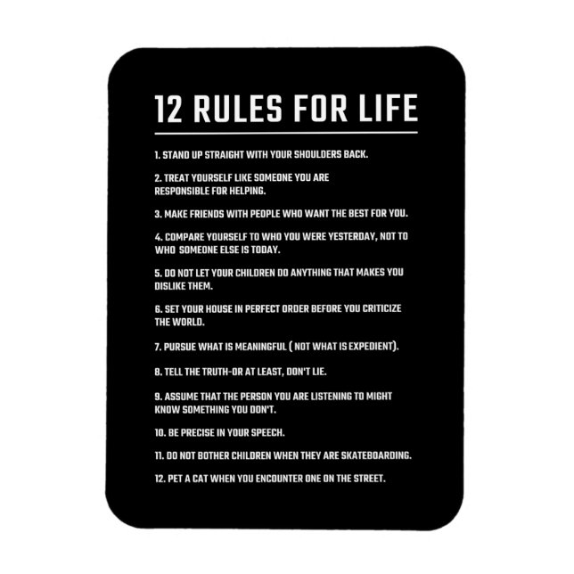 Magnet Flexible Cadeau Anniversaire 12 Règles pour la vie (Vertical)