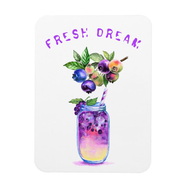 Magnet Flexible Cadeau d'amant frais Blueberry Drink - Texte perso (Vertical)