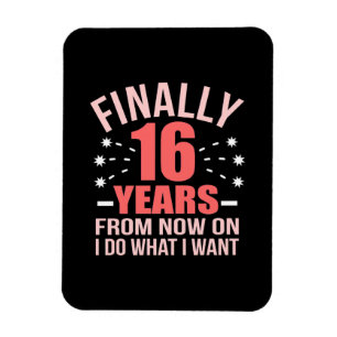 Magnet Flexible Cadeau d'anniversaire   Enfin 16 Ans