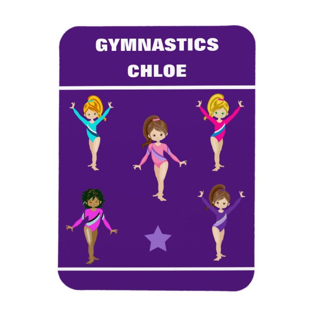 MAGNET FLEXIBLE CADEAU GYMNASTIQUE AVEC 5 GYMNASTES PERSONNALISÉS (Vertical)