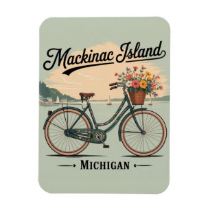 Magnet Flexible Cadeau Vintage Mackinac Island Michigan avec Fleur