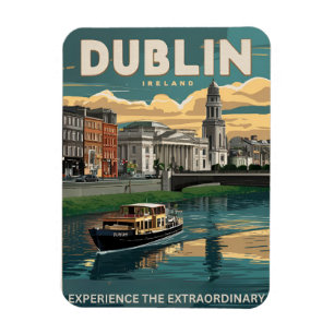 Magnet Flexible Cadeaux de voyage de la ville vintage de Dublin, R