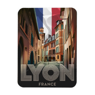 Magnet Flexible Cadeaux de voyage vintage LYON ville française Rhô