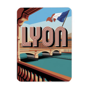 Magnet Flexible Cadeaux de voyage vintage LYON ville française Rhô