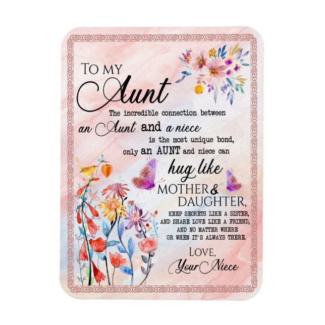 Magnet Flexible Cadeaux Tantes | Lettre À Ma Tante Amour De La Niè (Vertical)