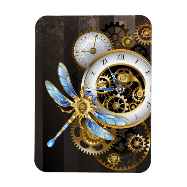 Magnet Flexible Cadran Steampunk avec libellule (Vertical)