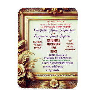 Magnet Flexible Cadre botanique floral doré 3D