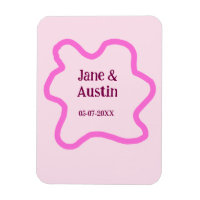Cadre de bordure de mariage rétro pastel rose nom