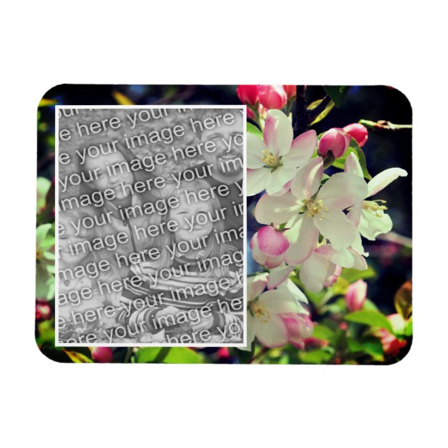 Magnet Flexible Cadre de fleurs du début du printemps Ajouter votr (Horizontal)