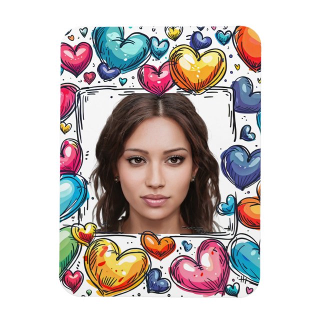 Magnet Flexible Cadre photo Coeurs modifiables (Vertical)