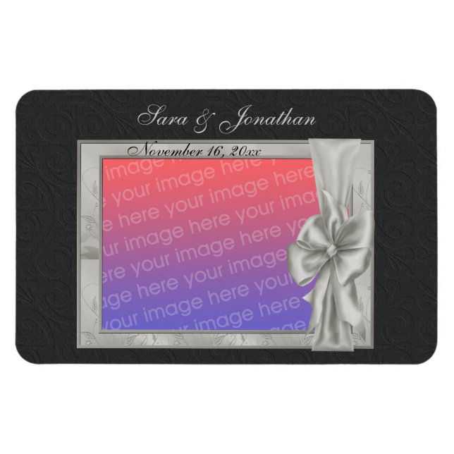 Magnet Flexible Cadre photo en argent élégant Mariage personnalisé (Horizontal)