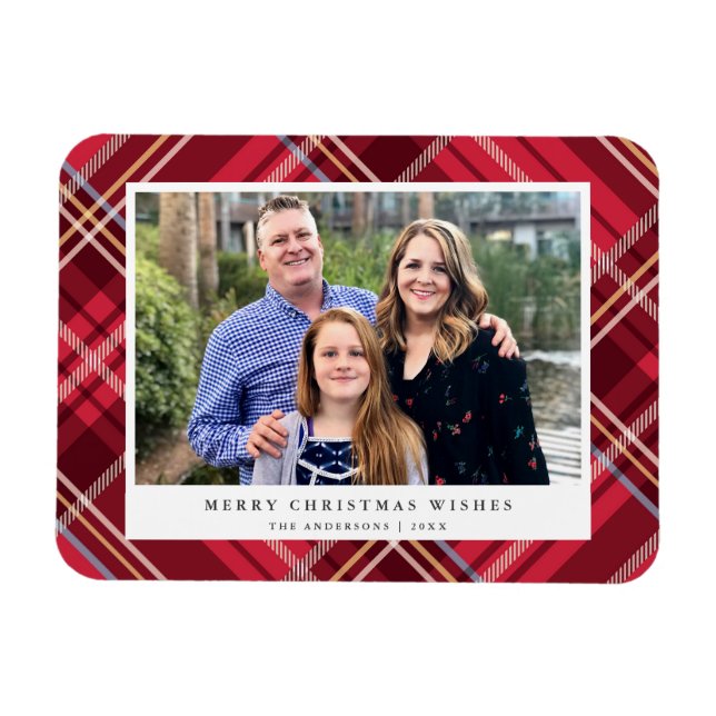 Magnet Flexible Cadre Plaid Classique Rouge Tartan | Photo de vaca (Horizontal)