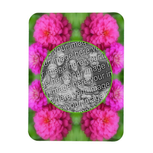 Magnet Flexible Cadre rose Zinnia Fleurs Créer Votre Propre Photo (Vertical)