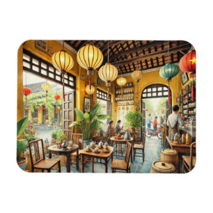 Magnet Flexible Café à Hoi An Vietnam Watercolor Painting