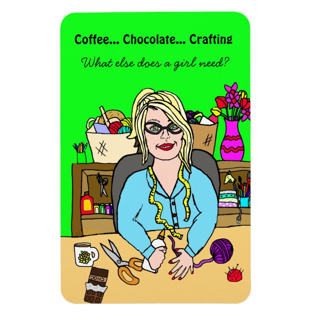 Magnet Flexible Café, Chocolat, Artisanat Dessiné À La Main (Vertical)