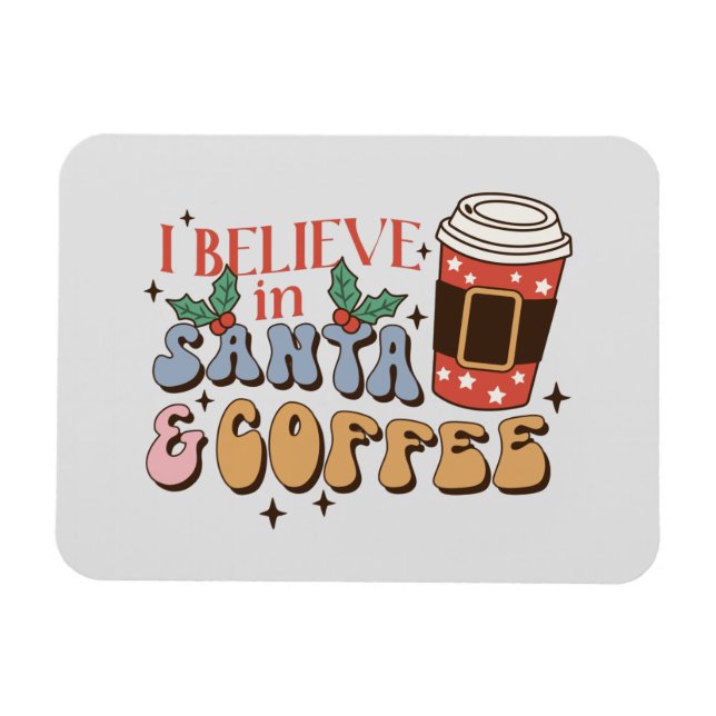 Magnet Flexible Café de Noël | Père Noël et café (Horizontal)