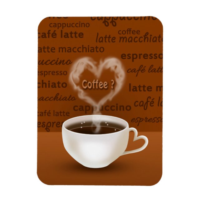 Magnet Flexible Café ? Fumée en forme de coeur (Vertical)